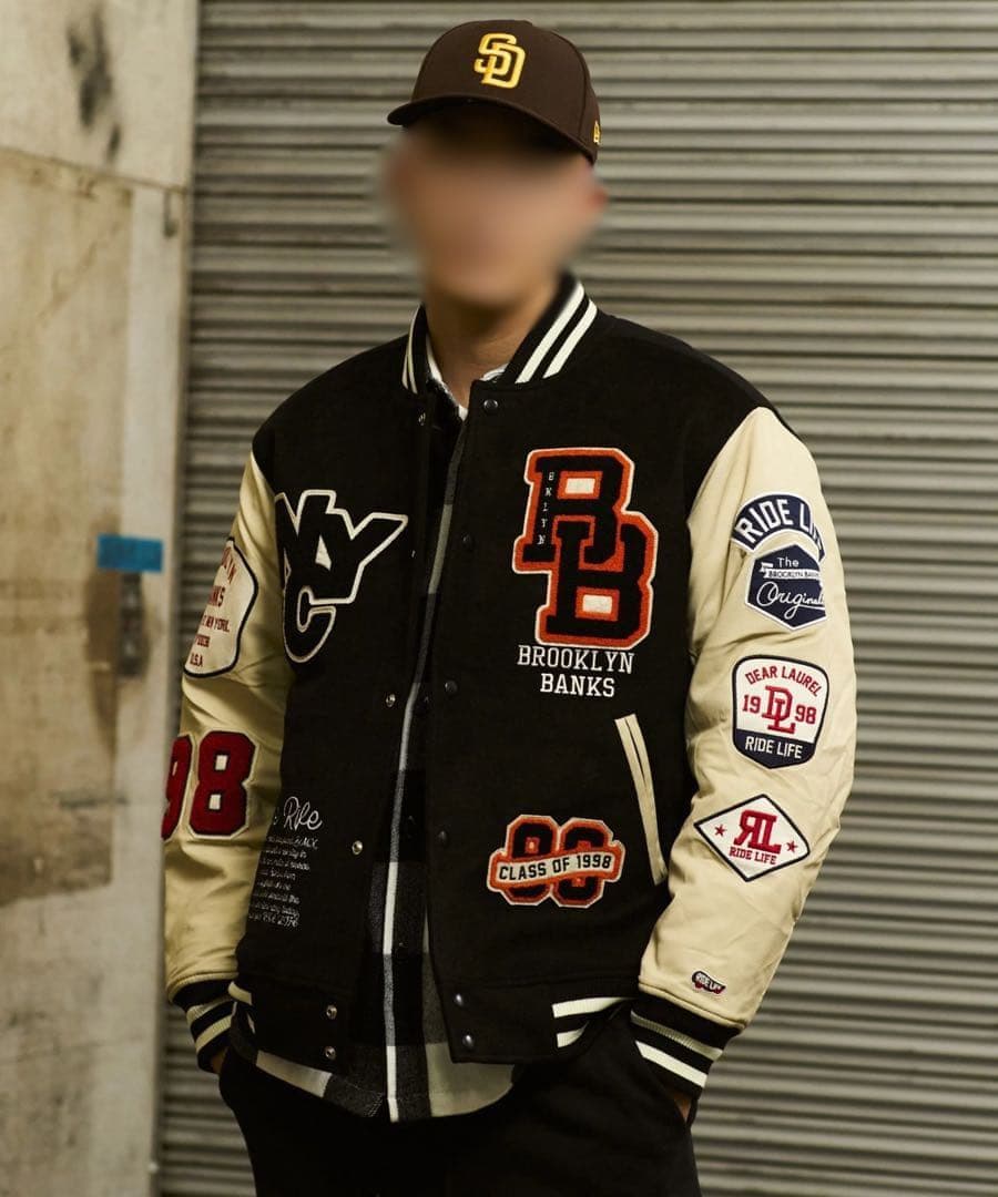 BROOKLYN BANKS スタジャン ネイビー/アイボリー