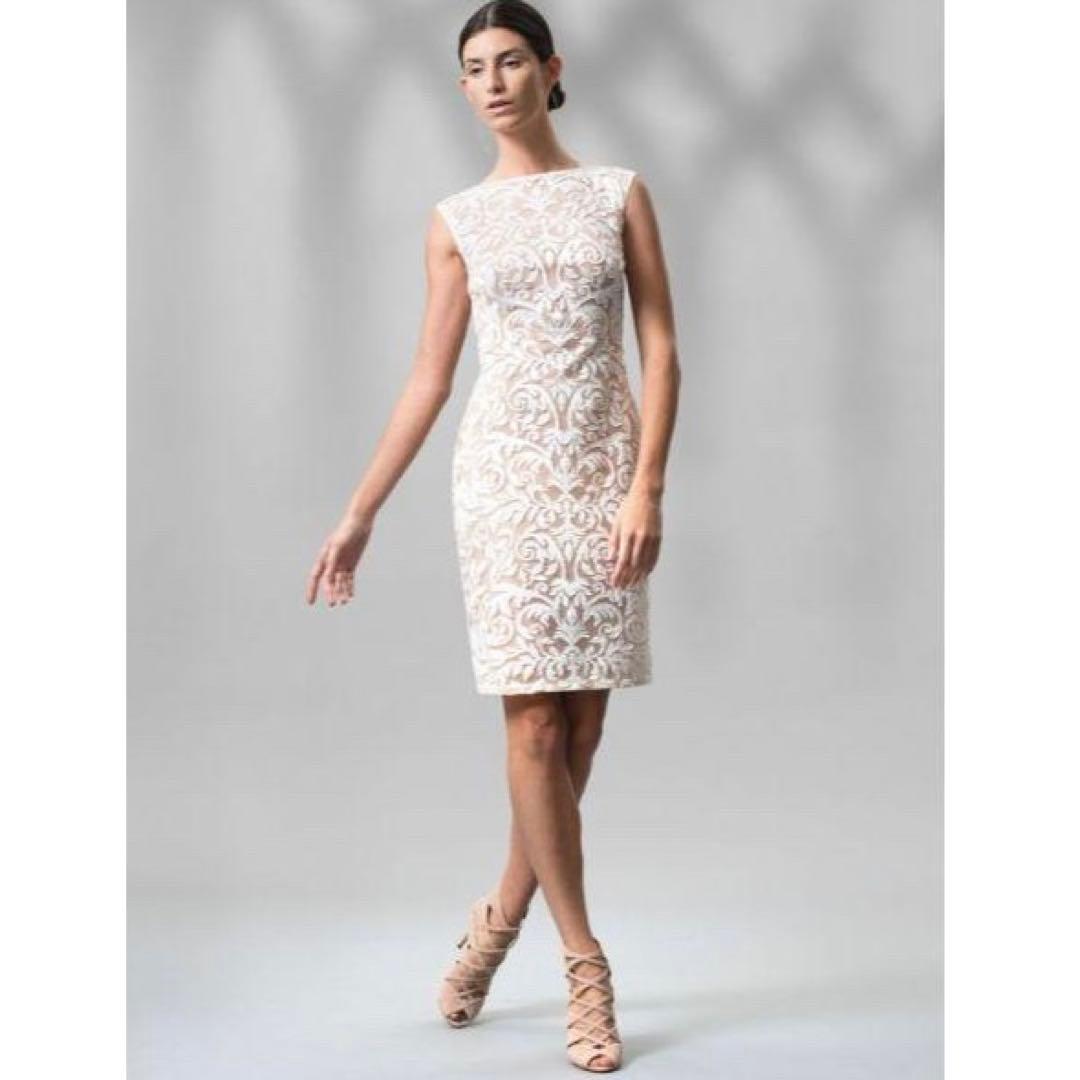 【美品】タダシショージ シンメトリーチュールレースドレス 幾何学模様 ワンピース