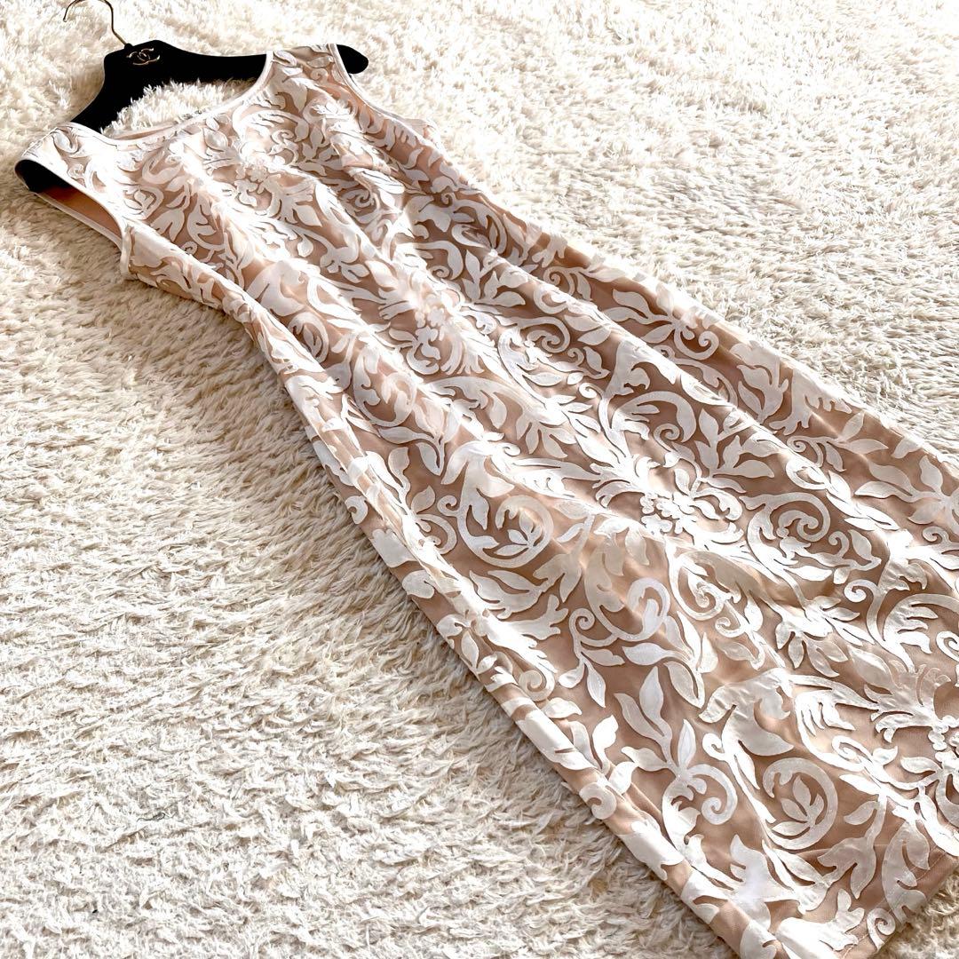 【美品】タダシショージ シンメトリーチュールレースドレス 幾何学模様 ワンピース