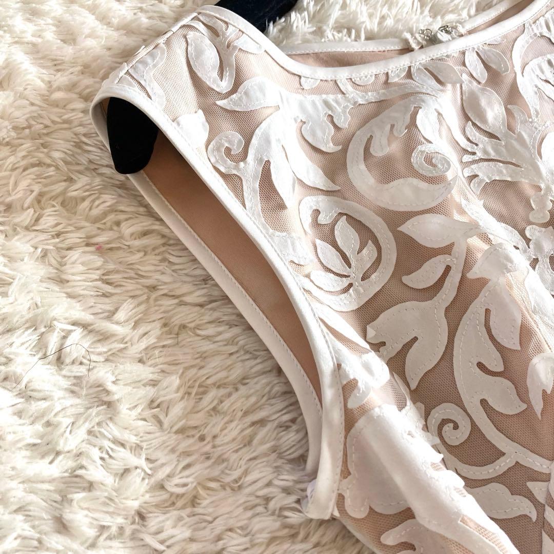 【美品】タダシショージ シンメトリーチュールレースドレス 幾何学模様 ワンピース