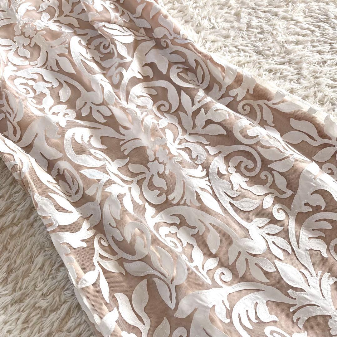 【美品】タダシショージ シンメトリーチュールレースドレス 幾何学模様 ワンピース