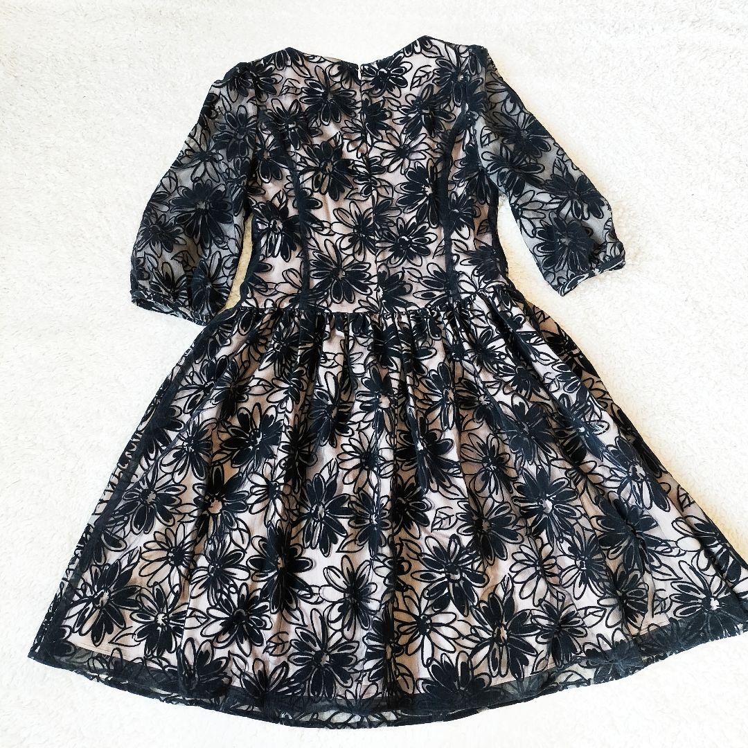 【極美品】エムズグレイシー 7分袖 ワンピース Aライン 花柄 Mサイズ