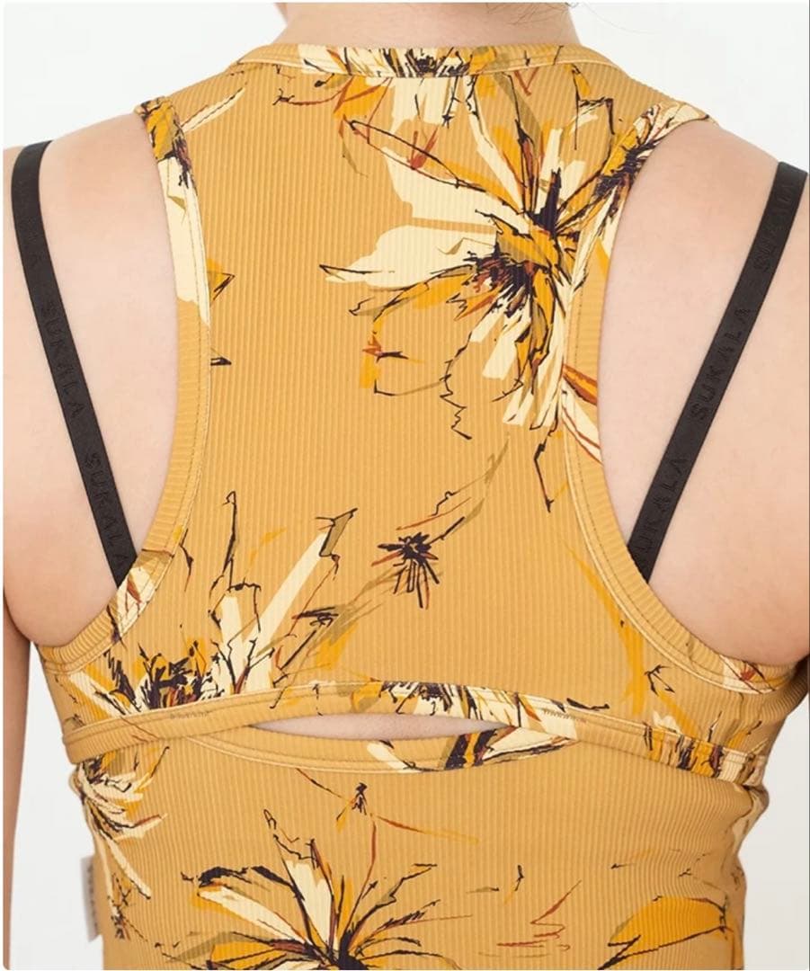 【SUKALA】リブBigフラワープリントショートタンクトップ