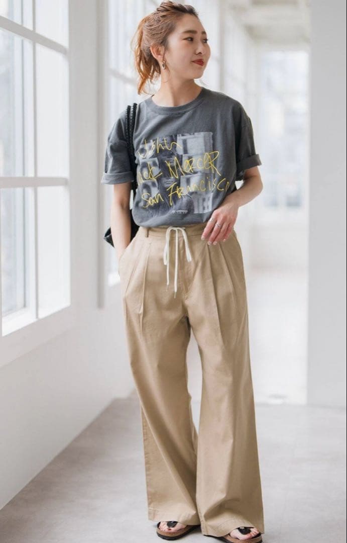 Spick&Spanコットンレーヨンドロストフレアパンツ 新品タグ付