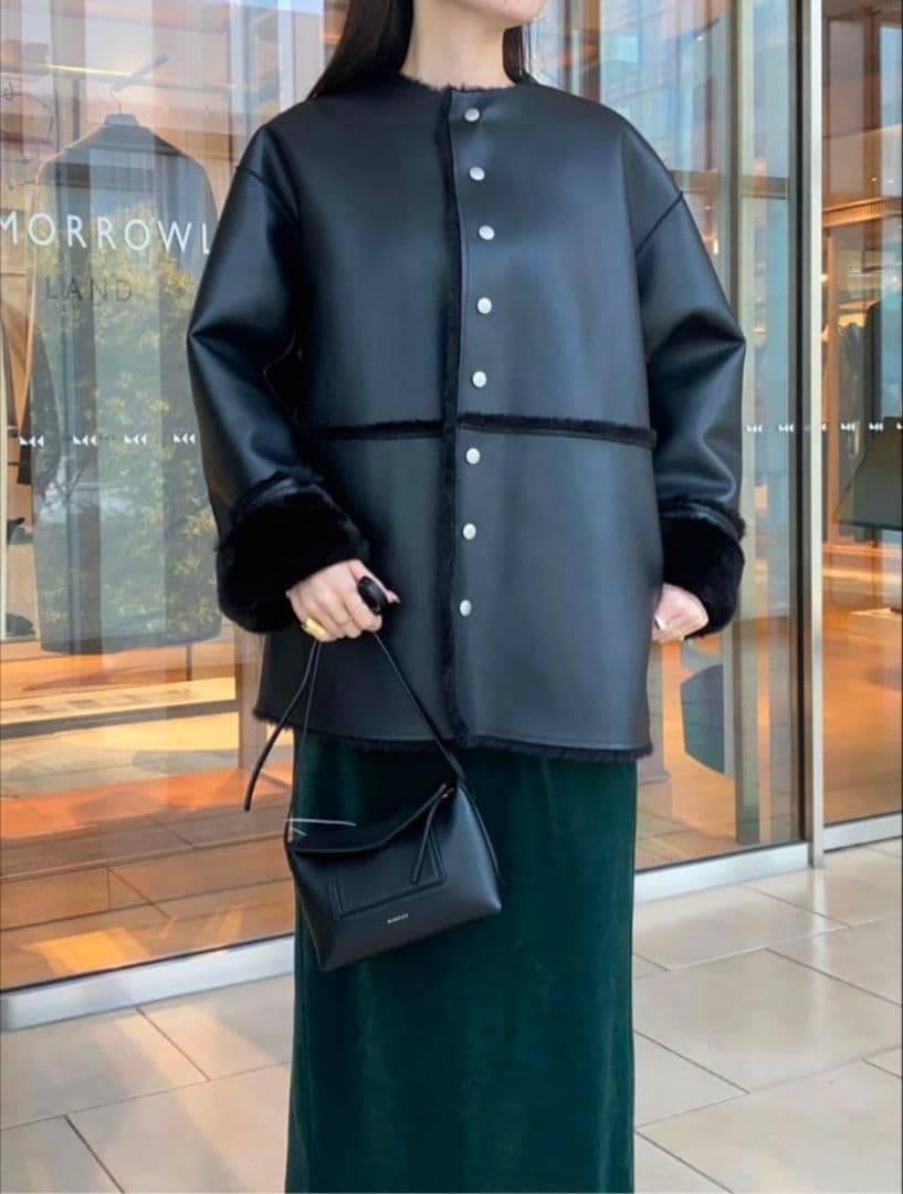 アウトレット【MACPHEE】フェイクムートン リバーシブルショートコート