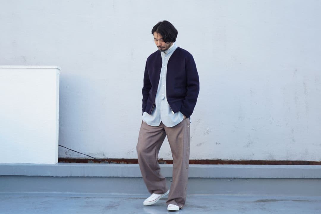 OVERCOAT ノーカラーウールジャケット　S