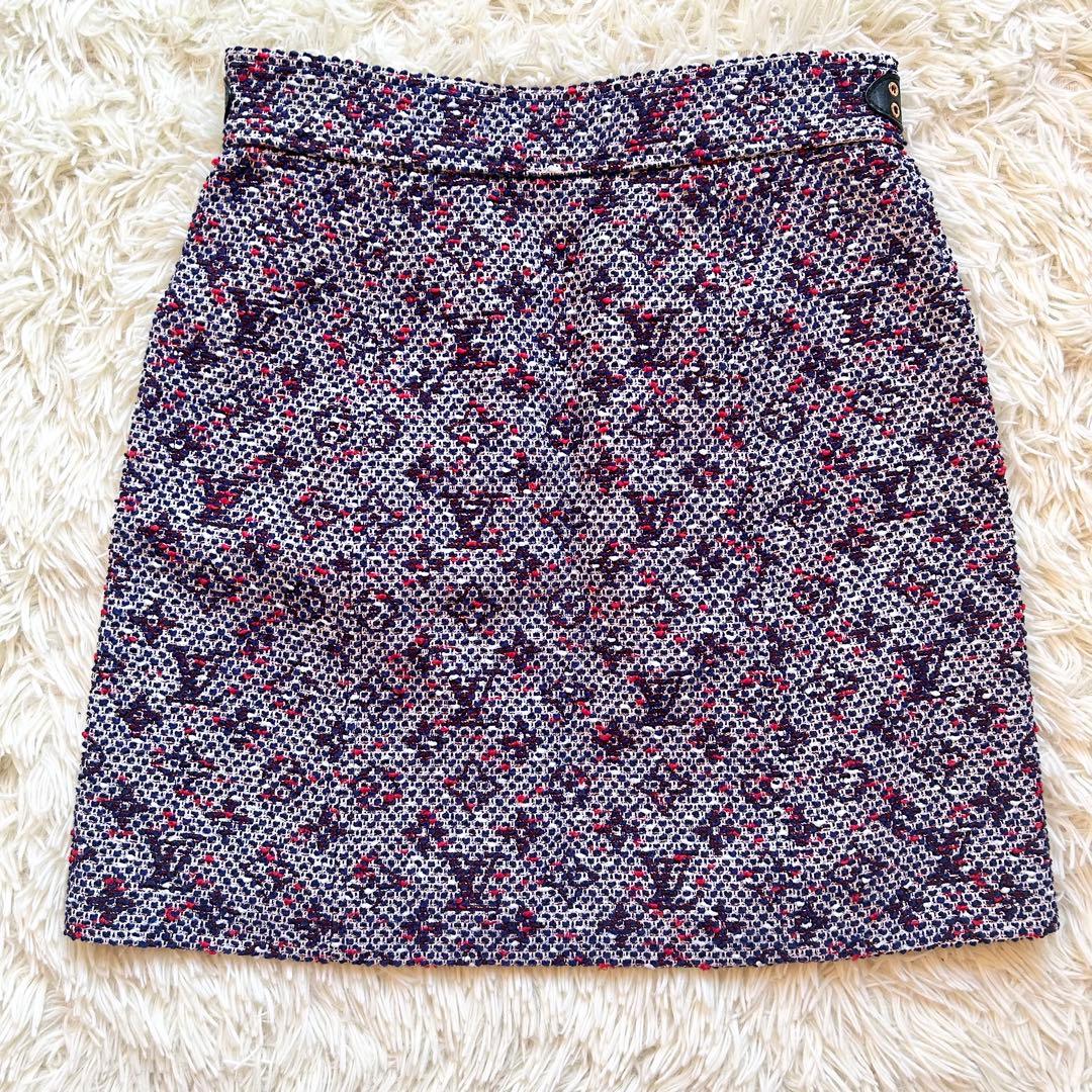 ✨未使用✨ルイヴィトン ツイード　ミニスカート　ダブルジップ　ピンクパープル