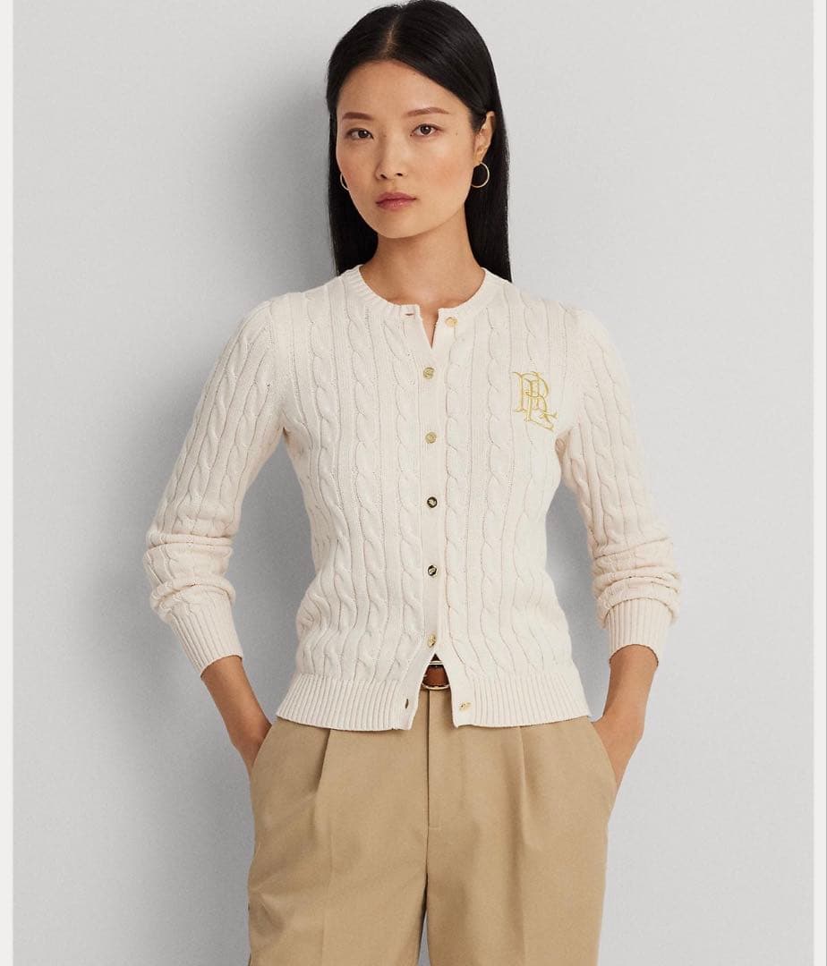 LAUREN RALPH LAUREN ケーブルニット コットン カーディガン