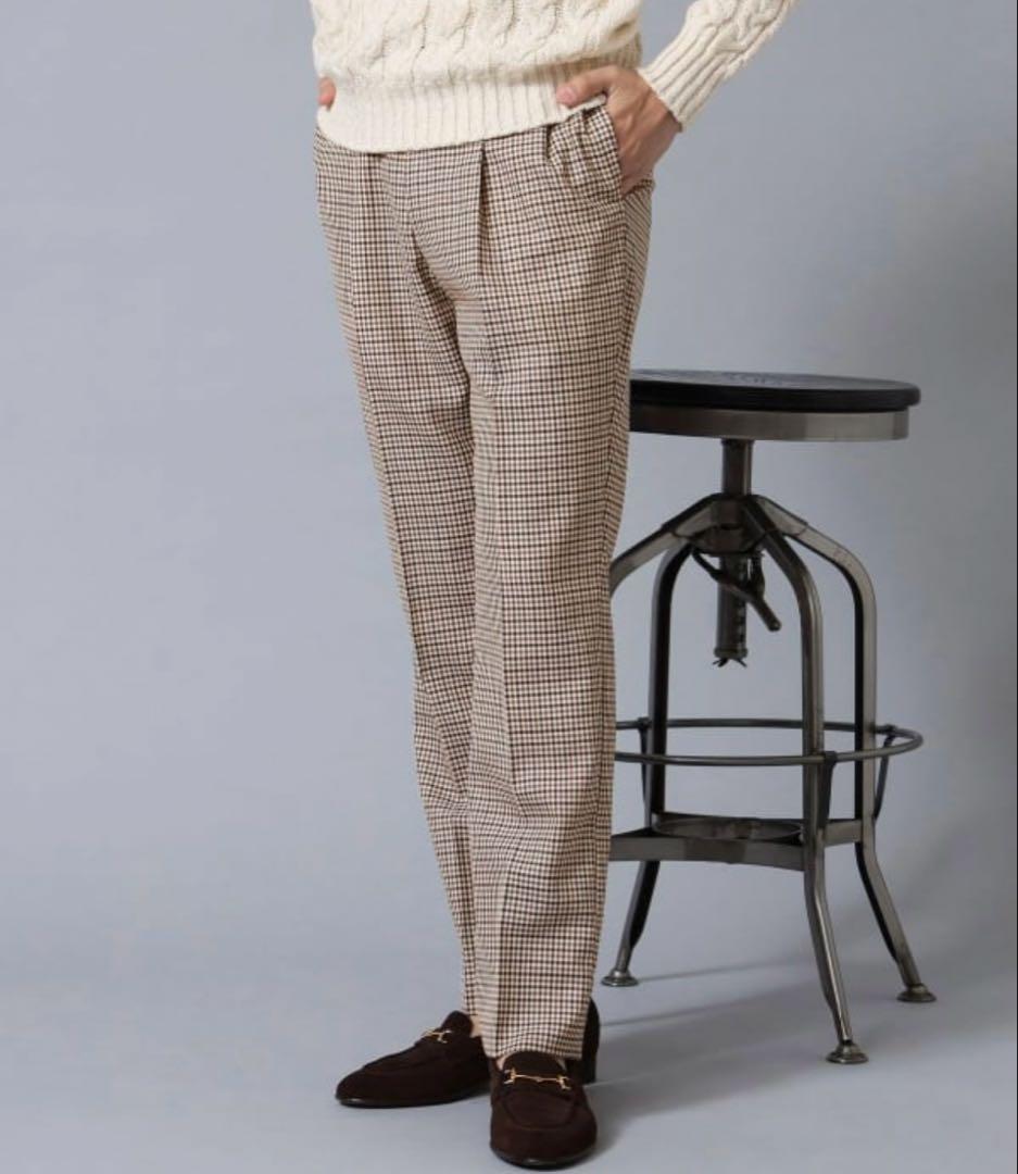 BEAMSFガンクラブチェック2アウトプリーツスラックス