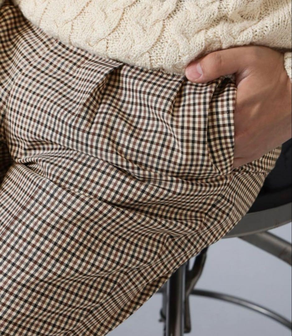 BEAMSFガンクラブチェック2アウトプリーツスラックス