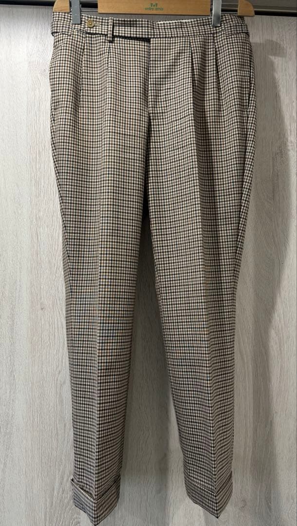 BEAMSFガンクラブチェック2アウトプリーツスラックス