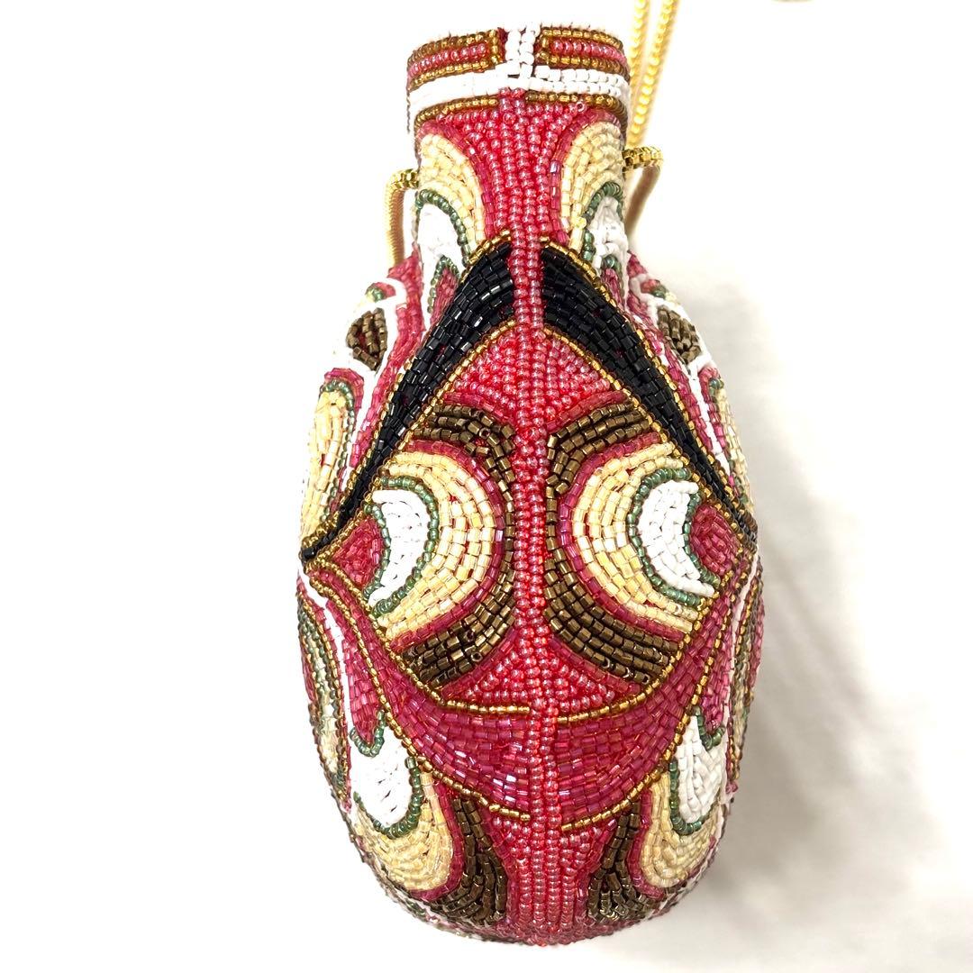 極美品 LUMY ルミー はしもと ビーズ 総ビーズ パーティバッグ 皇室