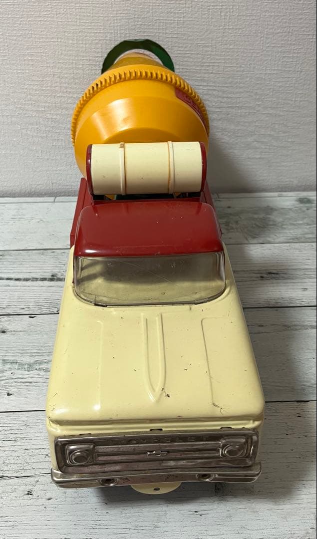 特大　昭和レトロ　ブリキ製トラック（日本製、アサヒ玩具製）　セメントミキサー車