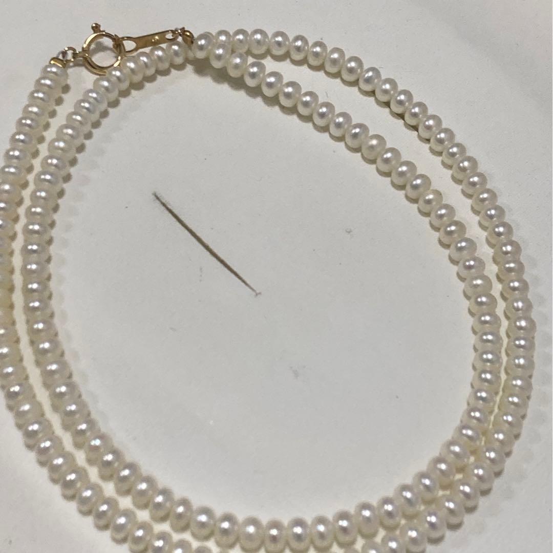 パールネックレス　本真珠　淡水パール　ベビーパール　k18 18金 真珠 未使用