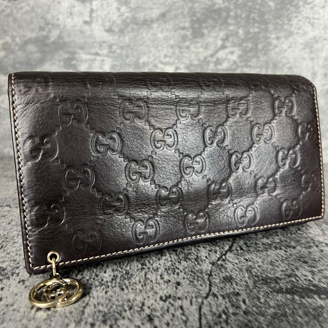 GUCCI グッチシマ インターロッキングG チャーム レザー 長財布