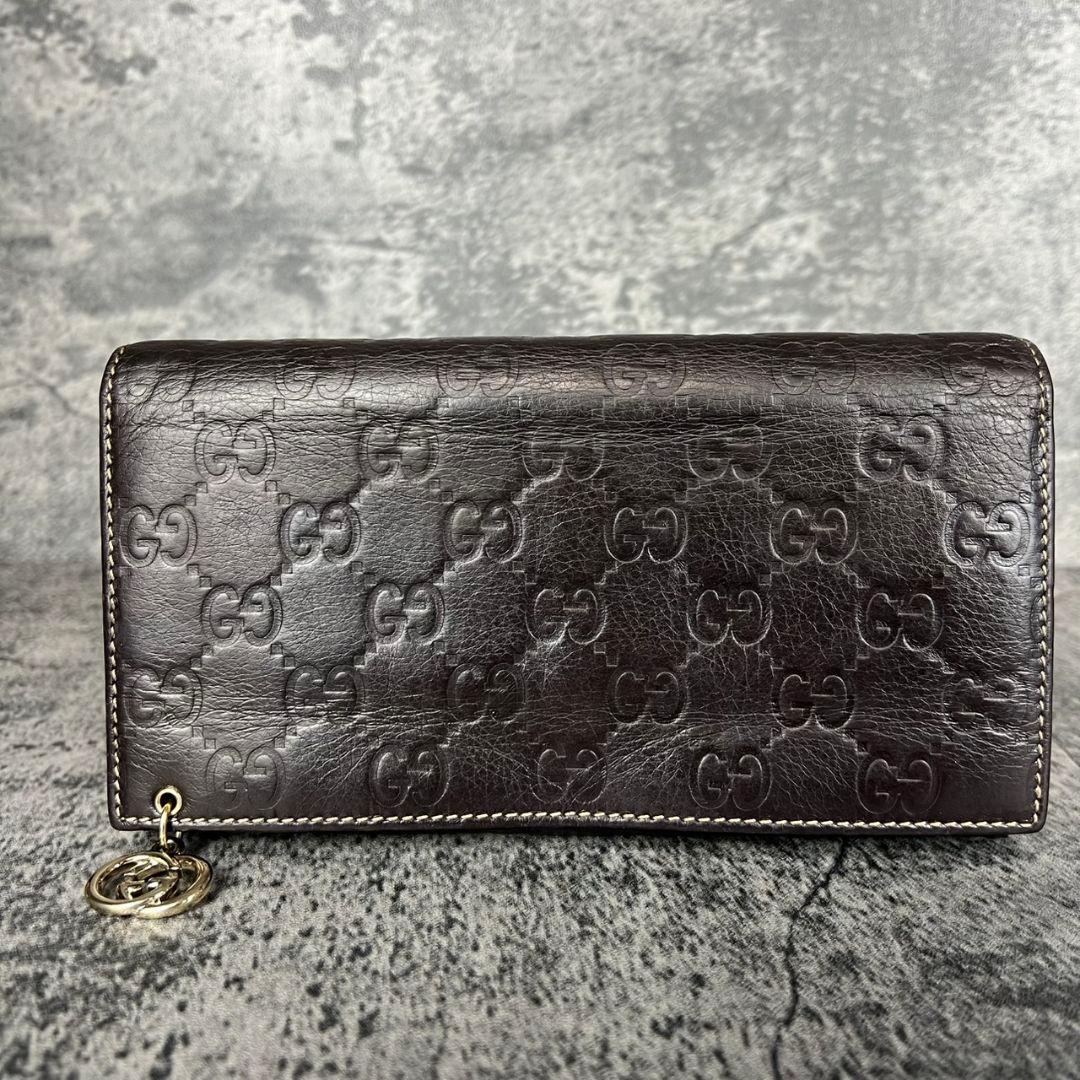 GUCCI グッチシマ インターロッキングG チャーム レザー 長財布