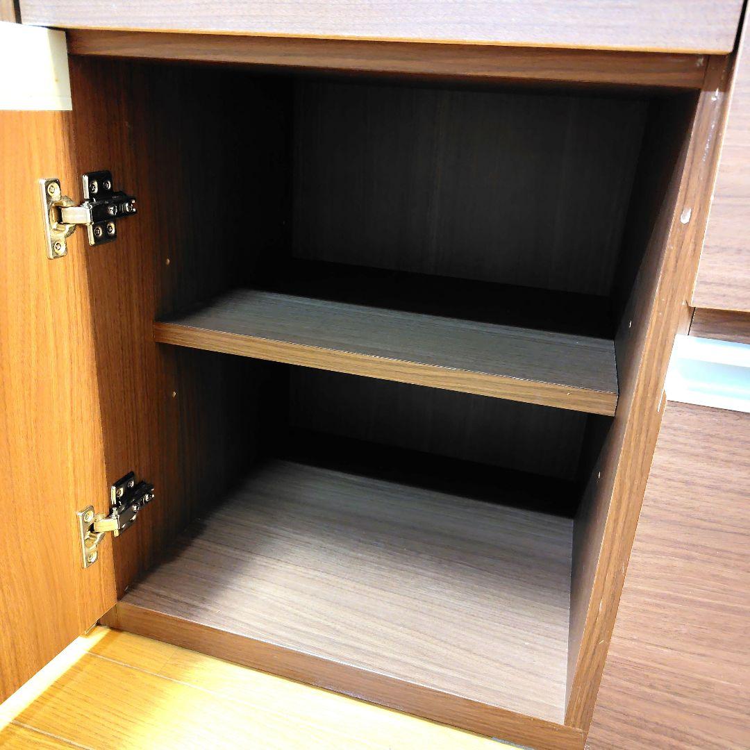 ブラウン キッチンカウンター 引き出し付き