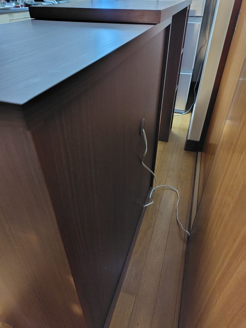 ブラウン キッチンカウンター 引き出し付き