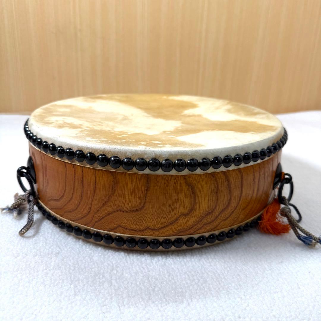 宮本卯之助　和太鼓 和楽器 平太鼓 太鼓台 直径約30cm 高さ約10cm 台座