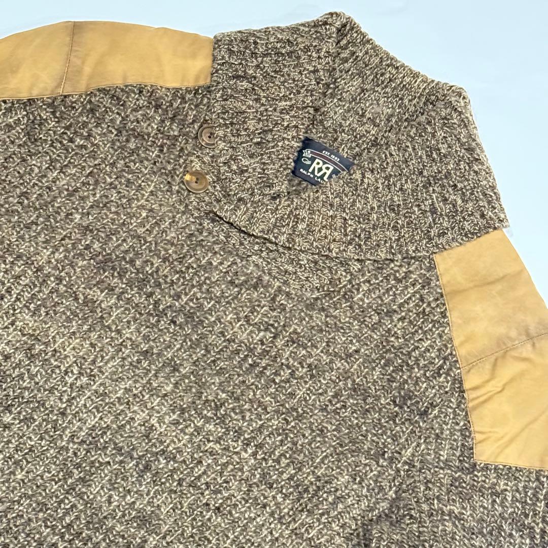 美品 RRL ショールカラー ニット ラルフローレン エルボーパッチ ショルダー