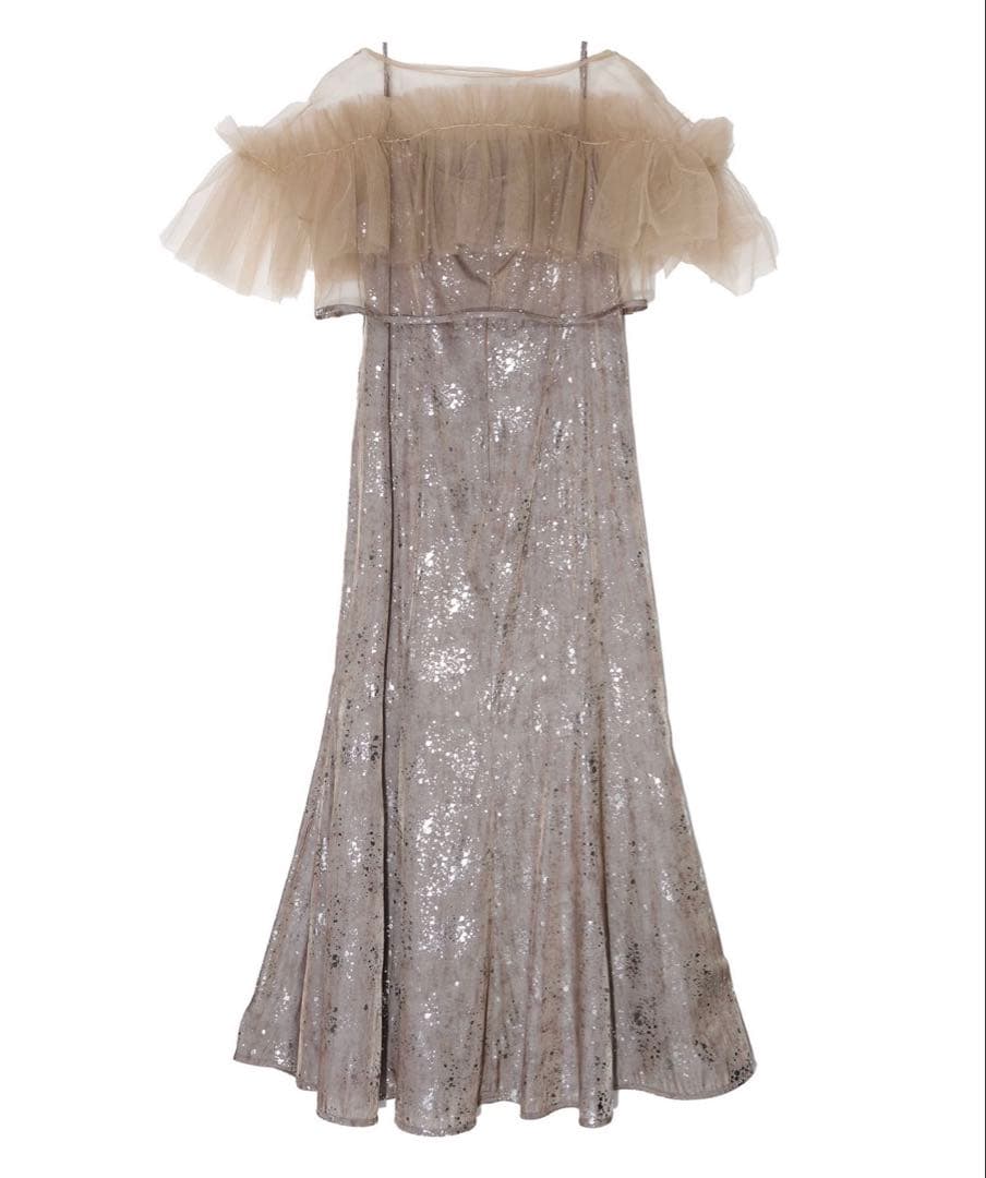 【即日発送対応】LEJA チュールフリルボレロペイントマーメイドドレスワンピース