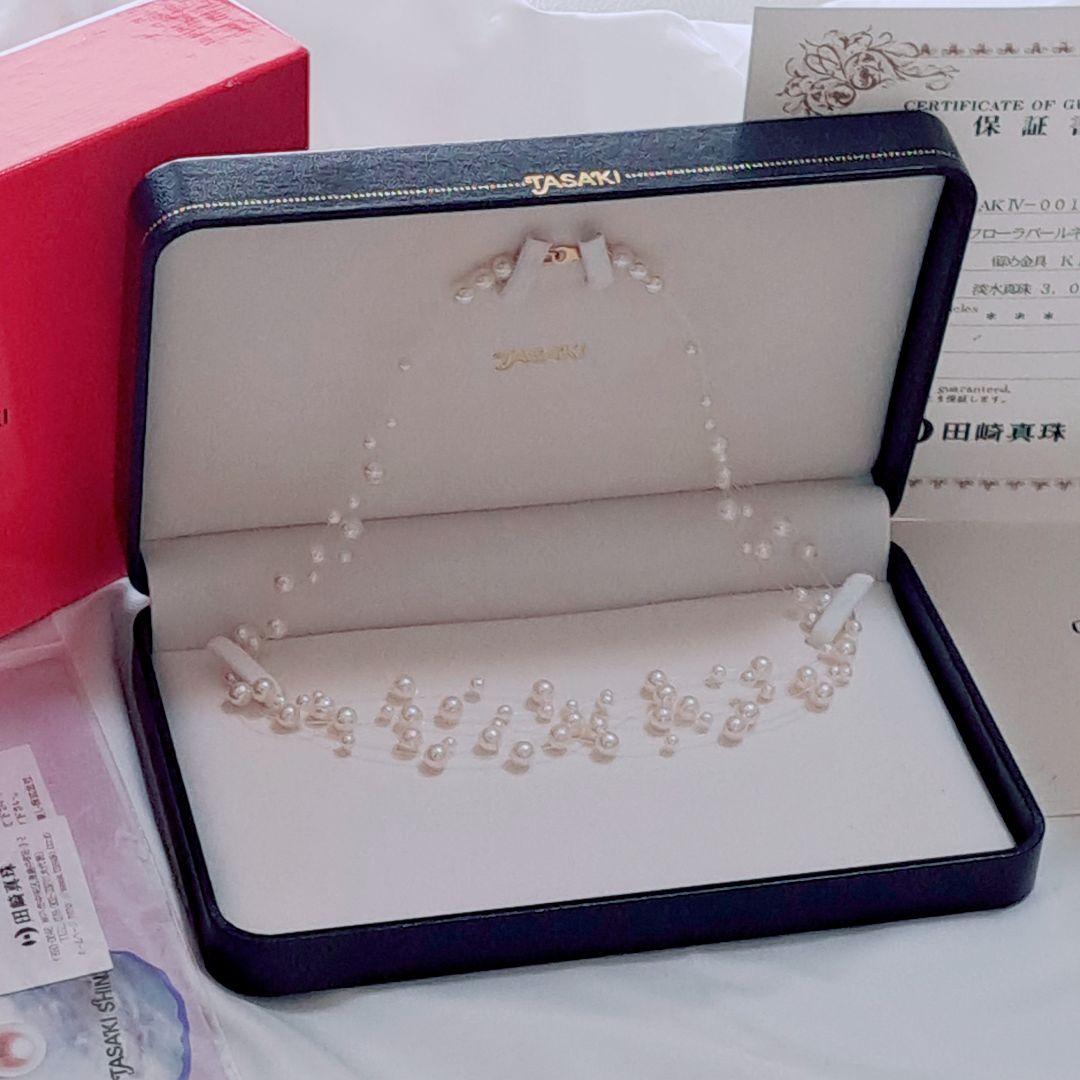 田崎　5連　フローラパールネックレス　ワイヤー　K18　3㎜～5㎜　ベビーパール