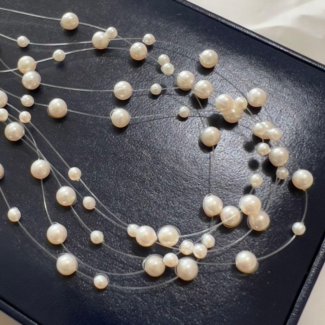 田崎　5連　フローラパールネックレス　ワイヤー　K18　3㎜～5㎜　ベビーパール