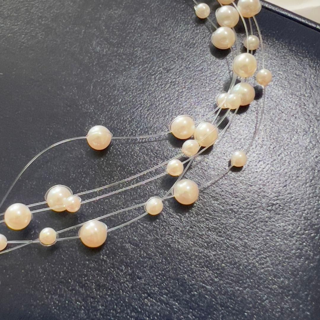 田崎　5連　フローラパールネックレス　ワイヤー　K18　3㎜～5㎜　ベビーパール