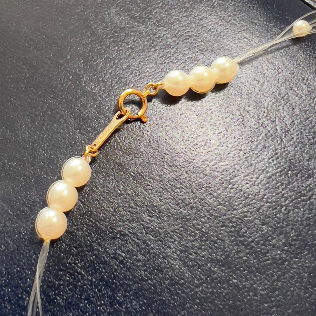 田崎　5連　フローラパールネックレス　ワイヤー　K18　3㎜～5㎜　ベビーパール