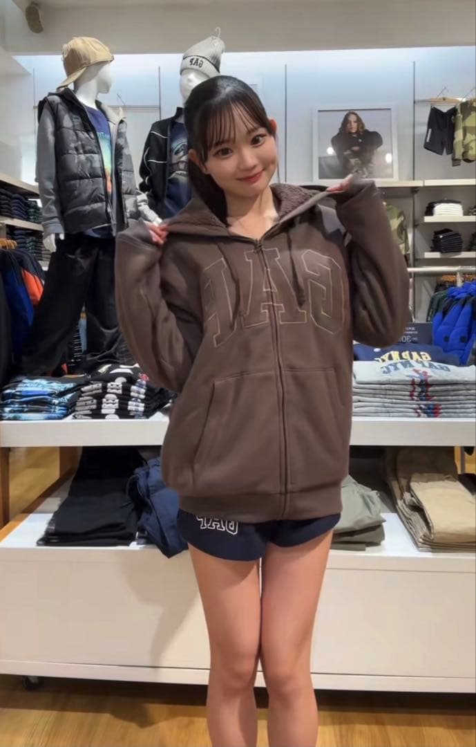 【完売品 】GAP ギャップ 裏ボア ジップアップパーカー　ブラウン　S