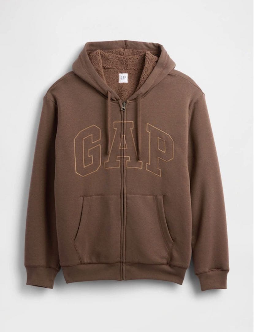 【完売品 】GAP ギャップ 裏ボア ジップアップパーカー　ブラウン　S
