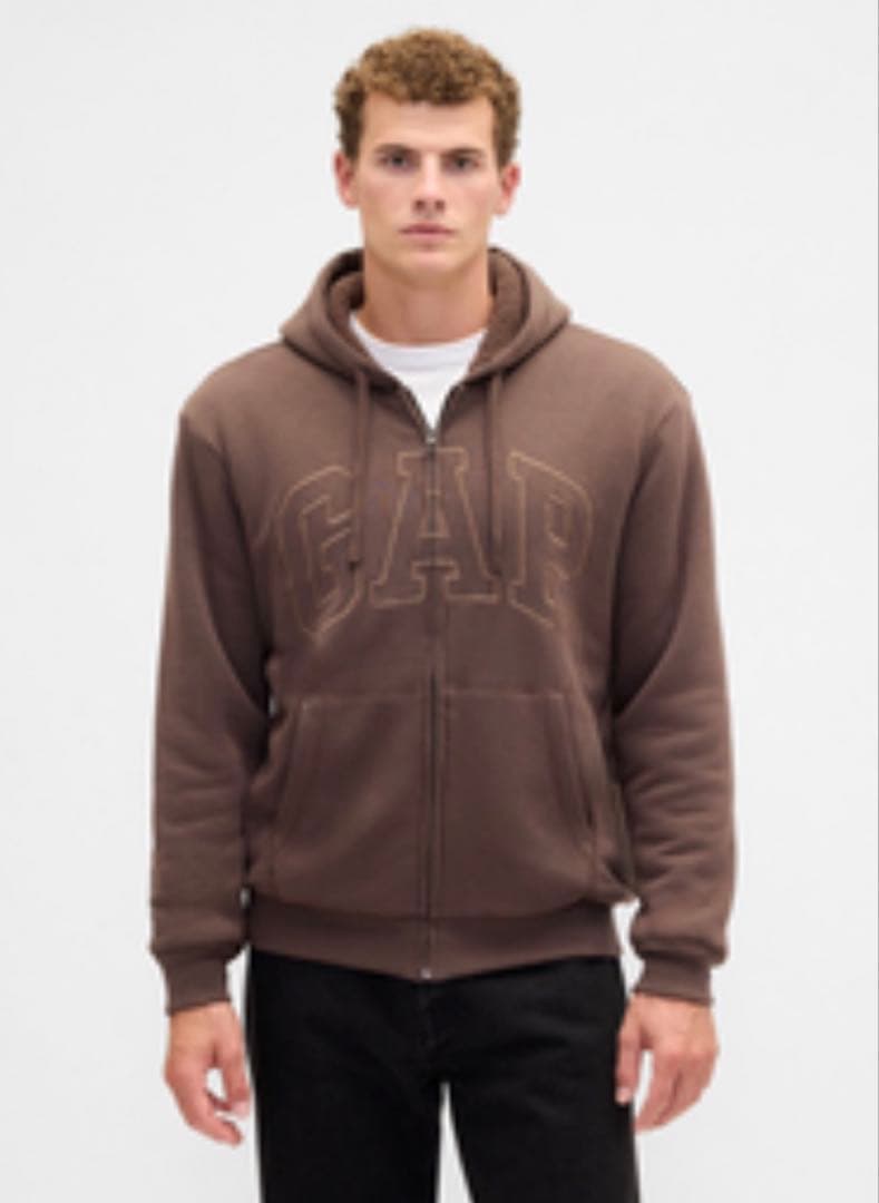 【完売品 】GAP ギャップ 裏ボア ジップアップパーカー　ブラウン　S