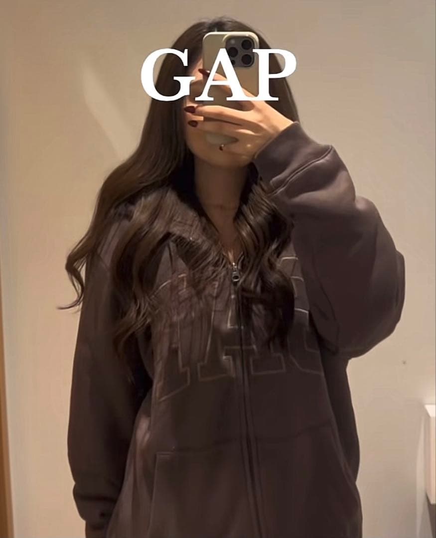 【完売品 】GAP ギャップ 裏ボア ジップアップパーカー　ブラウン　S
