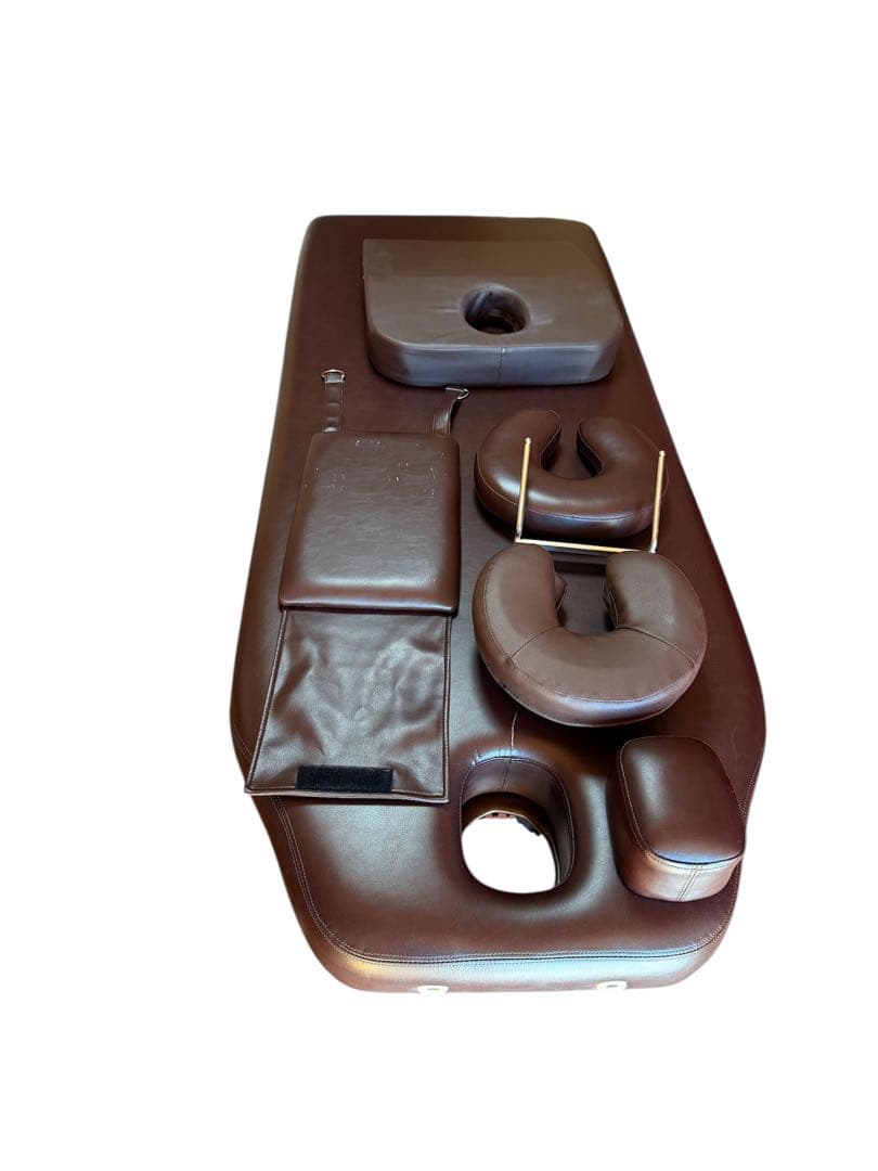 エステ 昇降ベッド 手動 有孔 ブラウン 整体 マッサージ 付属品多数