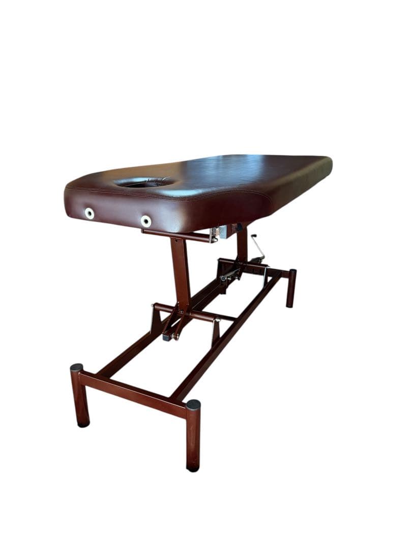 エステ 昇降ベッド 手動 有孔 ブラウン 整体 マッサージ 付属品多数