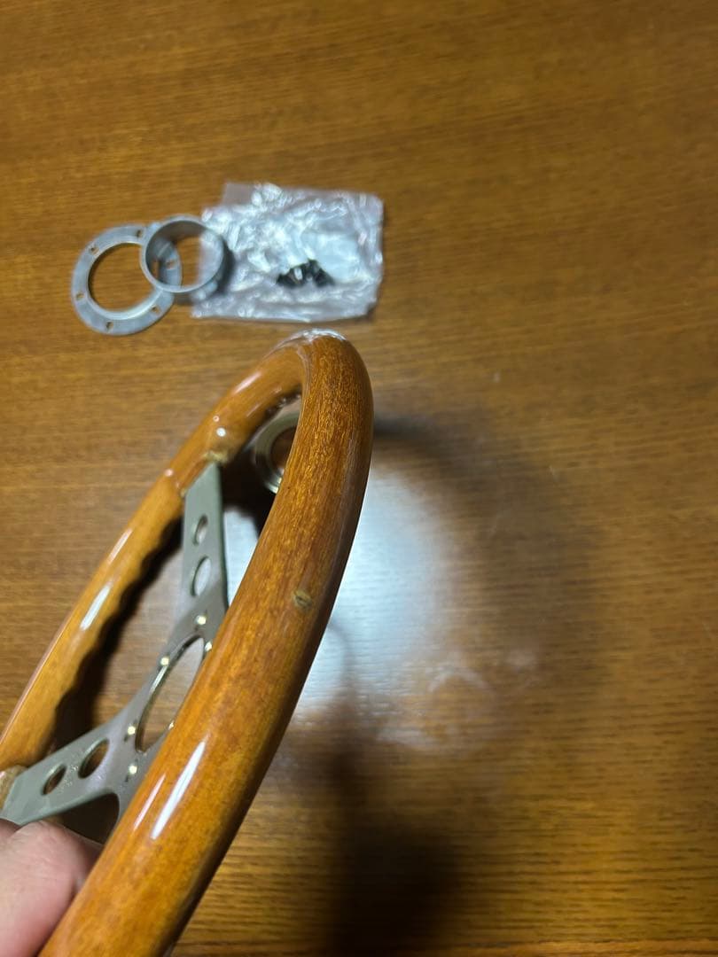 オバ ウッド ステアリング 35パイ 美品 ハンドル 当時物 旧車 オバハン