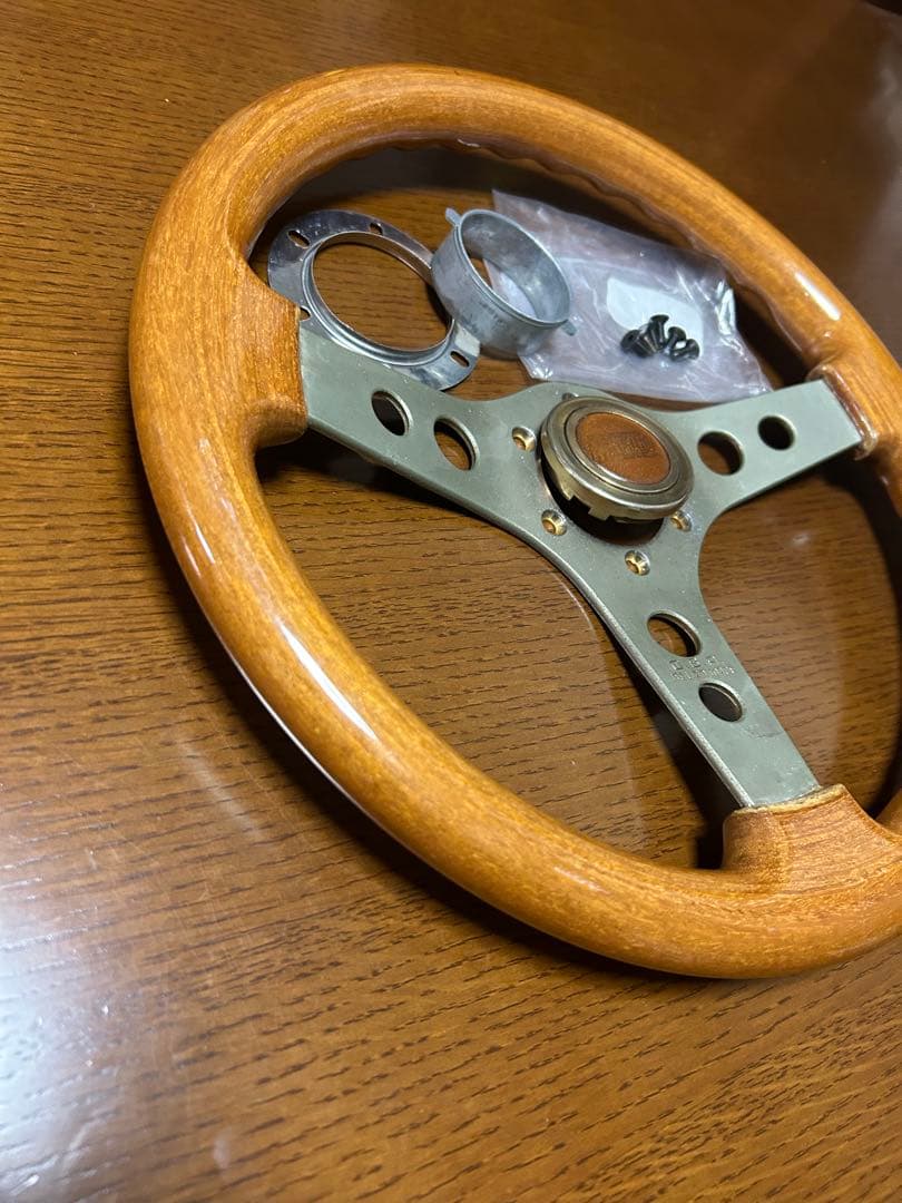オバ ウッド ステアリング 35パイ 美品 ハンドル 当時物 旧車 オバハン
