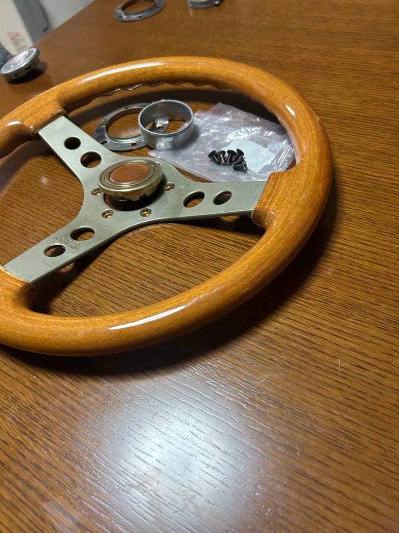 オバ ウッド ステアリング 35パイ 美品 ハンドル 当時物 旧車 オバハン