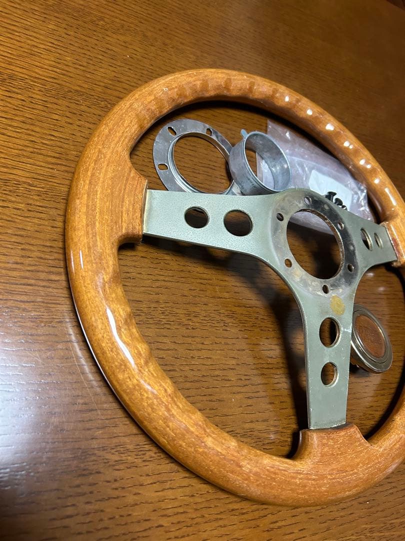 オバ ウッド ステアリング 35パイ 美品 ハンドル 当時物 旧車 オバハン
