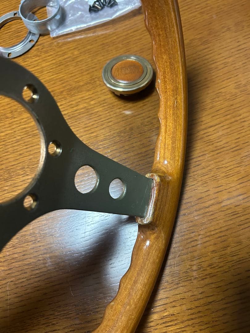 オバ ウッド ステアリング 35パイ 美品 ハンドル 当時物 旧車 オバハン