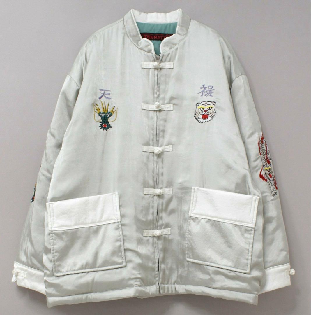 新品未使用タグ付き【RNA】チャイナスカジャン　刺繍スカジャン　シルバー　M