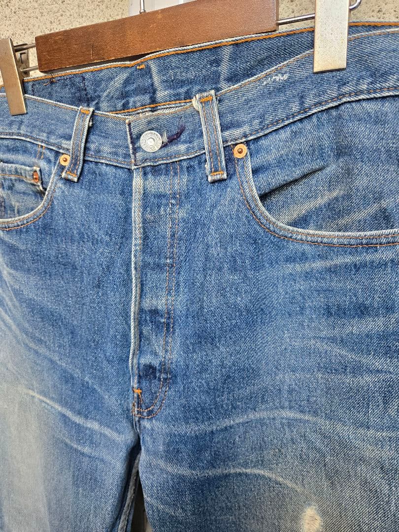 【一軍・鬼ヒゲ】93年 USA製 Levi's501 W34 バキバキ ハチノス