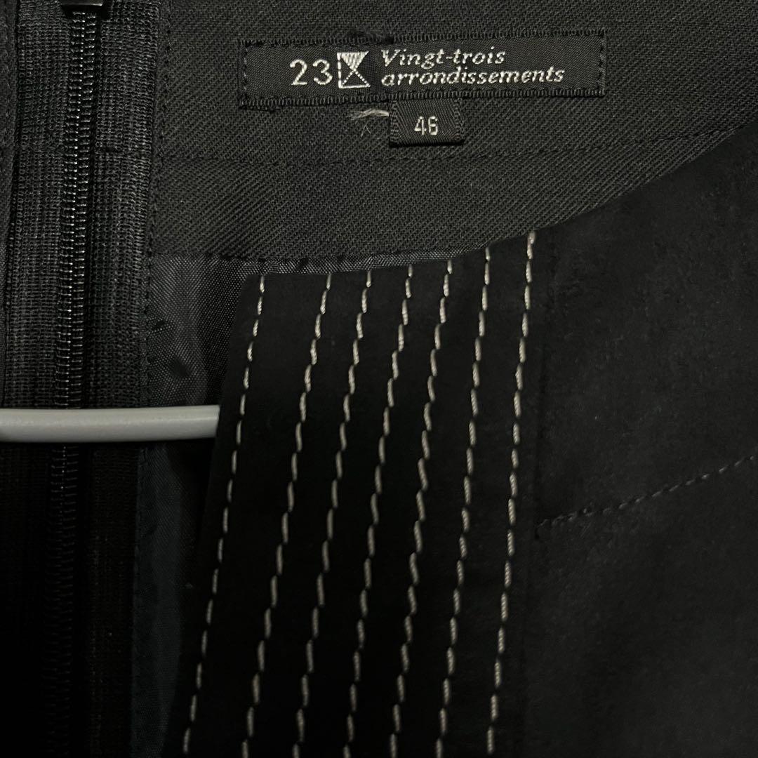 希少46サイズ4L【23区】黒 スエード風 ワンピース チュニック ストレッチ