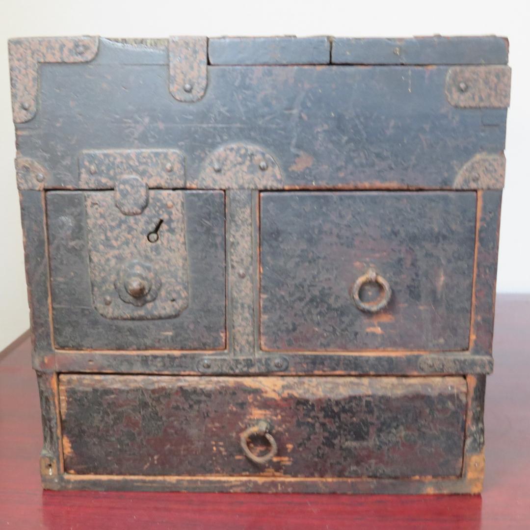 銭函 木箱 江戸 明治 男前インテリア 貯金箱 小物入れ 珍品