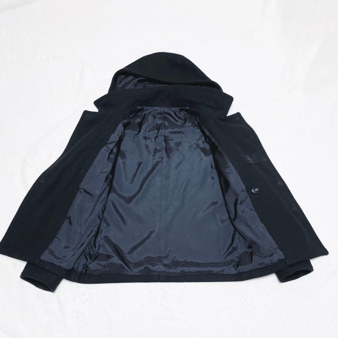 ジュンハシモト Pコート ロングジップ カシミア混 フード付き サイズM