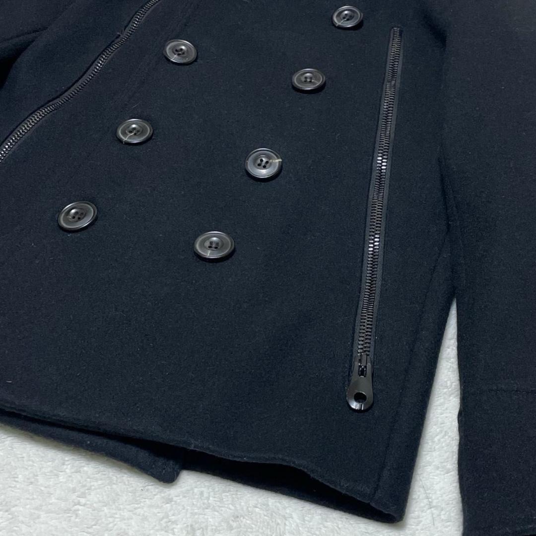 ジュンハシモト Pコート ロングジップ カシミア混 フード付き サイズM