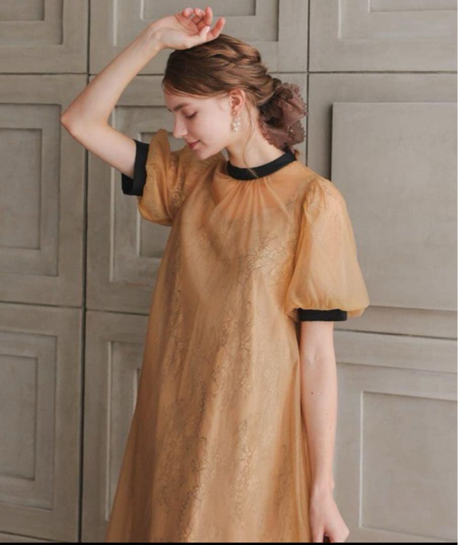 10★新品タグ付き★ドリードール　Aラインシアードレス　オレンジM/SHORT