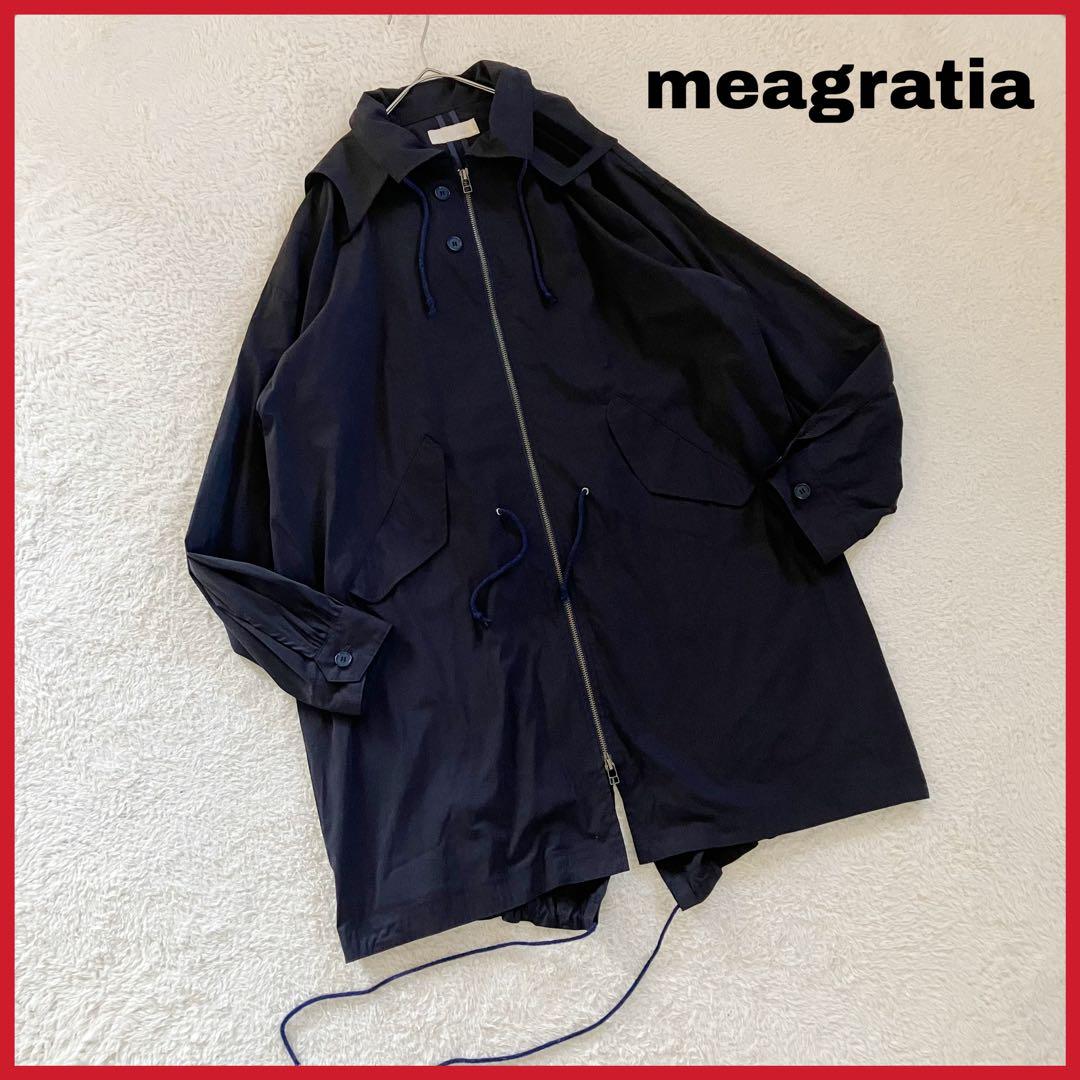 meagratia バックプリント オーバーサイズ フード モッズコート 黒 2