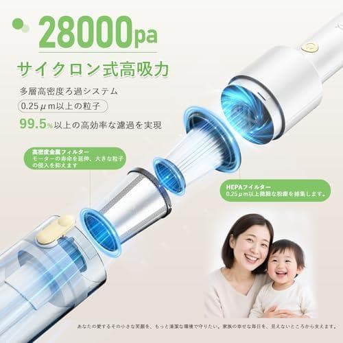 掃除機 コードレス 【12月新登場！28000Pa超強力吸引・0.5kg超軽量】