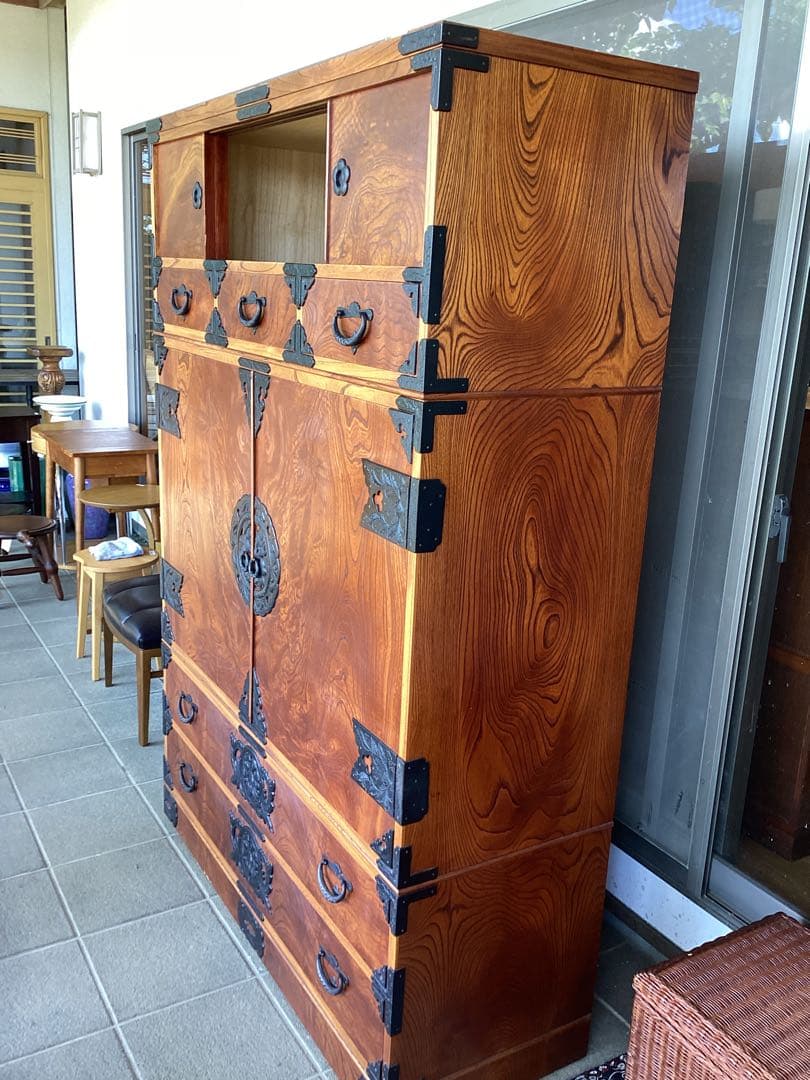 時代箪笥　民芸箪笥　装飾金具　和箪笥　欅　整理箪笥